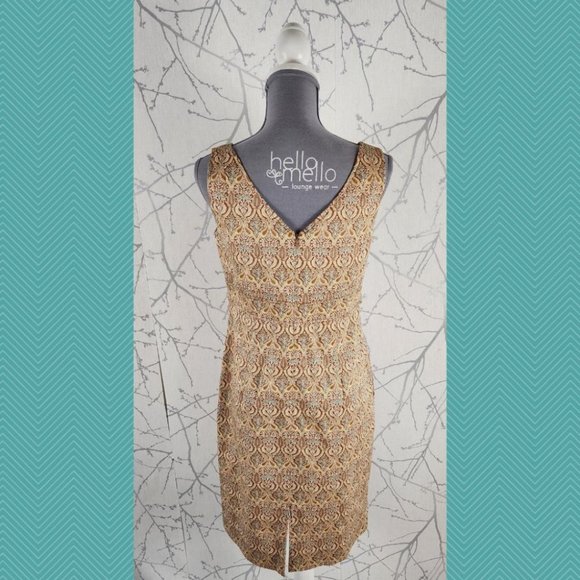 Etcetera Paisley Brocade Golden Chainlink Sheath Dress - Picture 5 of 6